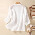 thumbnail image 4 of Fiudx Ofertas Flash Del Día Camiseta Holgada Informal con Bordado de Color Liso para Mujer, Camisetas de Manga Corta y Blusa de Lino, 4 of 4