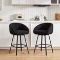 thumbnail image 3 of ONEVOG 26.4'' Swivel Counter Height Stools Set of 2, Sherpa Upholstered Bar Stools with Barrel Arms & Backs, Modern Counter Stools for Kitchen Island, Black, 3 of 9