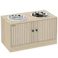 thumbnail image 2 of PawHut Elevated Dog Bowls with Storage Cabinet, Raised Dog Bowl Stand, Dog Feeding Station with 2 Stainless Steel Bowls, Slow Feeder, Oak, 2 of 9
