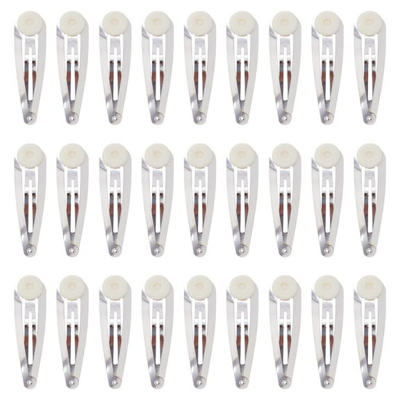 70Pcs 2 Inch Snap Hair Clips Metal Snap Clip Barrettes with Glue Pad Small Cute Hair Crafting Accessories Silver