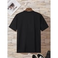 thumbnail image 2 of [Summer Fashion Top] Navy Blue Crew Neck T-Shirt - 100% Cotton Knit Fabric, Slight Stretch, Regular Fit, 220gsm - Basketball & Bear Print, 2 of 6