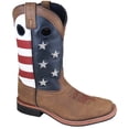 thumbnail image 1 of Bota de vaquero de cuero marrón vintage de 10 "con estrellas y rayas para mujer - Talla EE. UU.: 8 Smoky Mountain Boots 6880-8M, 1 of 1