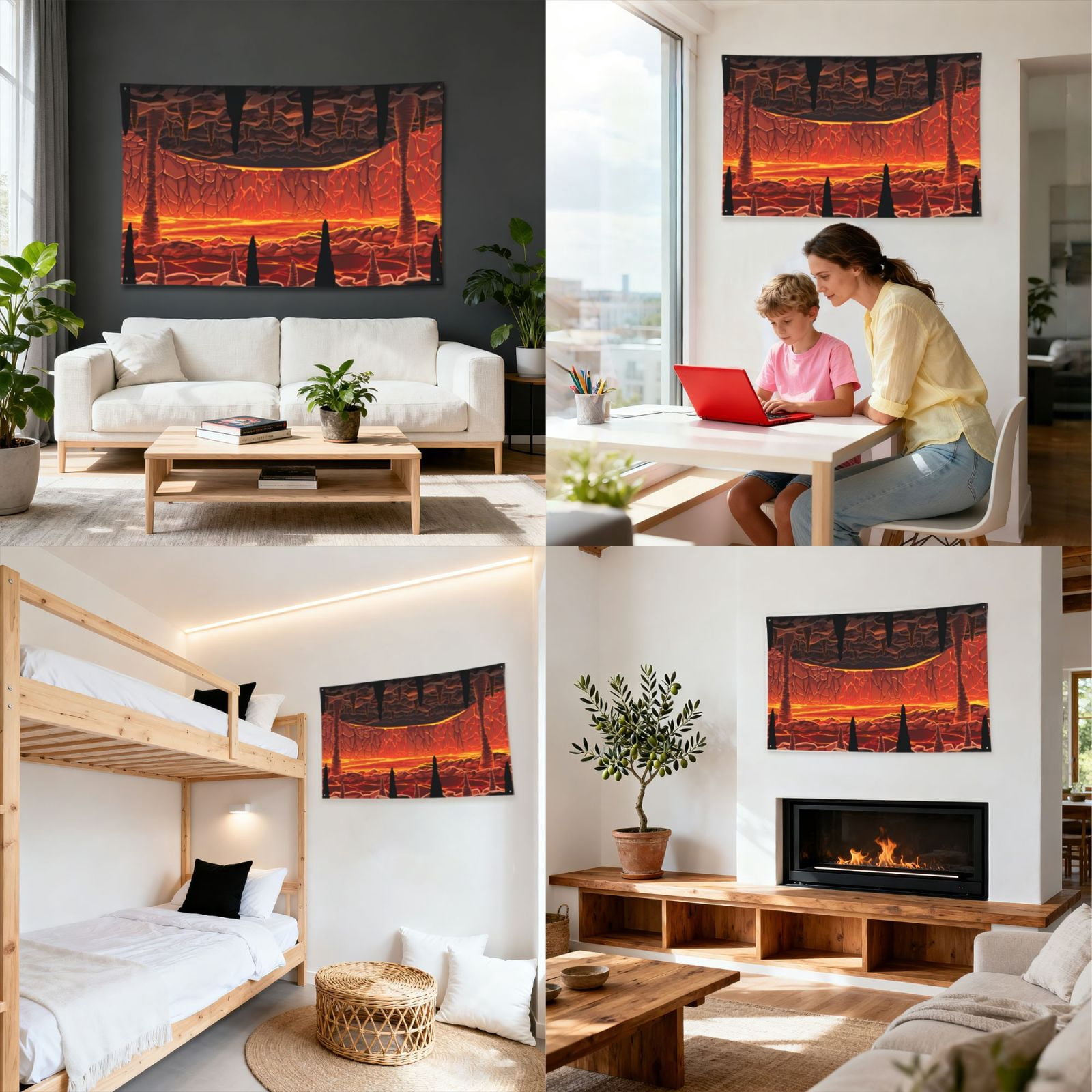 Hot Cave With Lava Four Hole Decorated Banner Flag for Garden Yard Home Decoration Indoor Outdoor 4x6 Ft