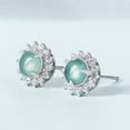 thumbnail image 4 of 14K Gold Round Blue Jade Stud Earrings for Women, Icy and Fashionable Design, Beautiful Gift for Friends on Their Birthday, 4 of 6