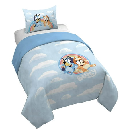Saturday Park Bluey Rainbow in the Clouds 100% Organic Cotton 2 Piece Twin Duvet Cover & Sham Set