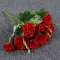thumbnail image 2 of 1 Bunches Bouquet of Artificial Silk Flower Carnations, 11.81" Bouquet and Green Leaf for Home Party, Bridal Wedding Holding Flowers Festival Decor with 10 Per Bunch Flower, Red, 2 of 9
