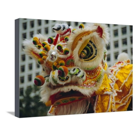 Costume Head, Lion Dance, Hong Kong, China Stretched Canvas Print Wall Art By Fraser