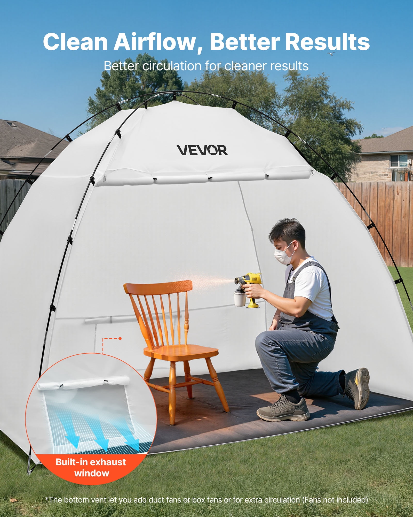 VEVOR Portable Paint Booth Tent, 91.7 x 67.7 x 74.8 inch Painting Tent Station, Spray Shelter with Built-in Floor & Mesh Screen, Large Space, Oxford Spray Painting Tents for Cupboard, Chairs, Tables