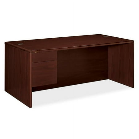 UPC: 0089192392810 | HON 10700 Series Left-Pedestal Credenza 72  x 36  x 29.5  – 2 x Box Drawer(s)  File Drawer(s) – Single Pedestal on Left Side – Waterfall Edge – Material: Wood – Finish: Laminate  Mahogany
