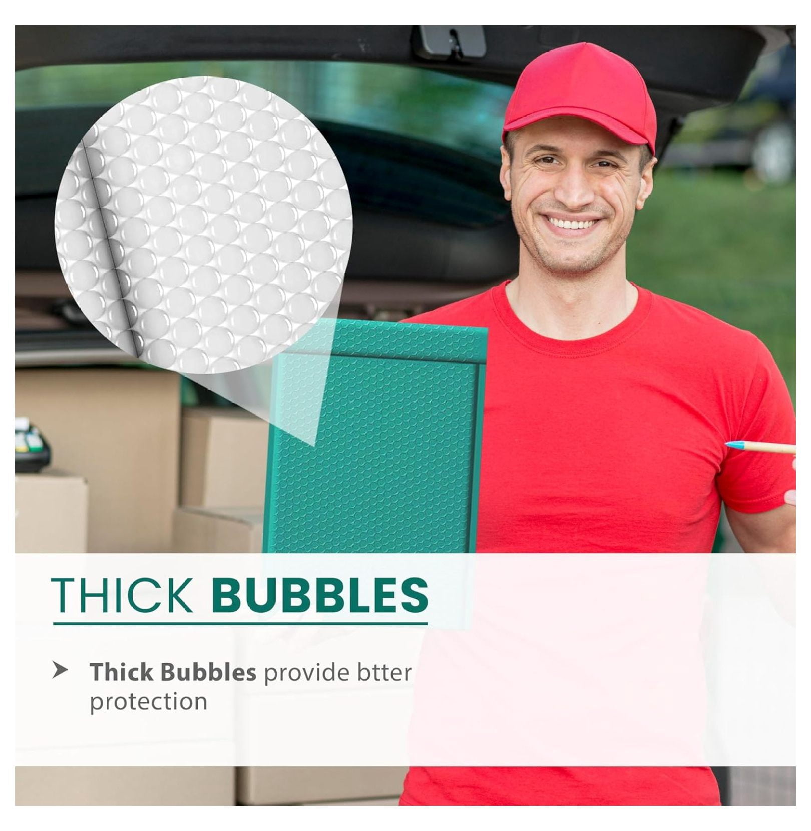 Green Small Bubble Mailers 4x8 Inch #000 | Thick Padded Mailer Envelopes | Mailing Trading card sports Card Bubble Envelopes Water & Tear Resistant | 500 Pack Bulk