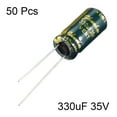 thumbnail image 2 of Aluminum Radial Electrolytic Capacitor Low ESR 330uF 35V 8x16mm 50pcs Green, 2 of 5
