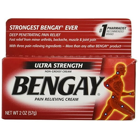 Rub 2 Ounce Cream - 4 Pack - Bengay Ultra Strength, Pain Relieving Cream, Non-Greasy, 2oz Each