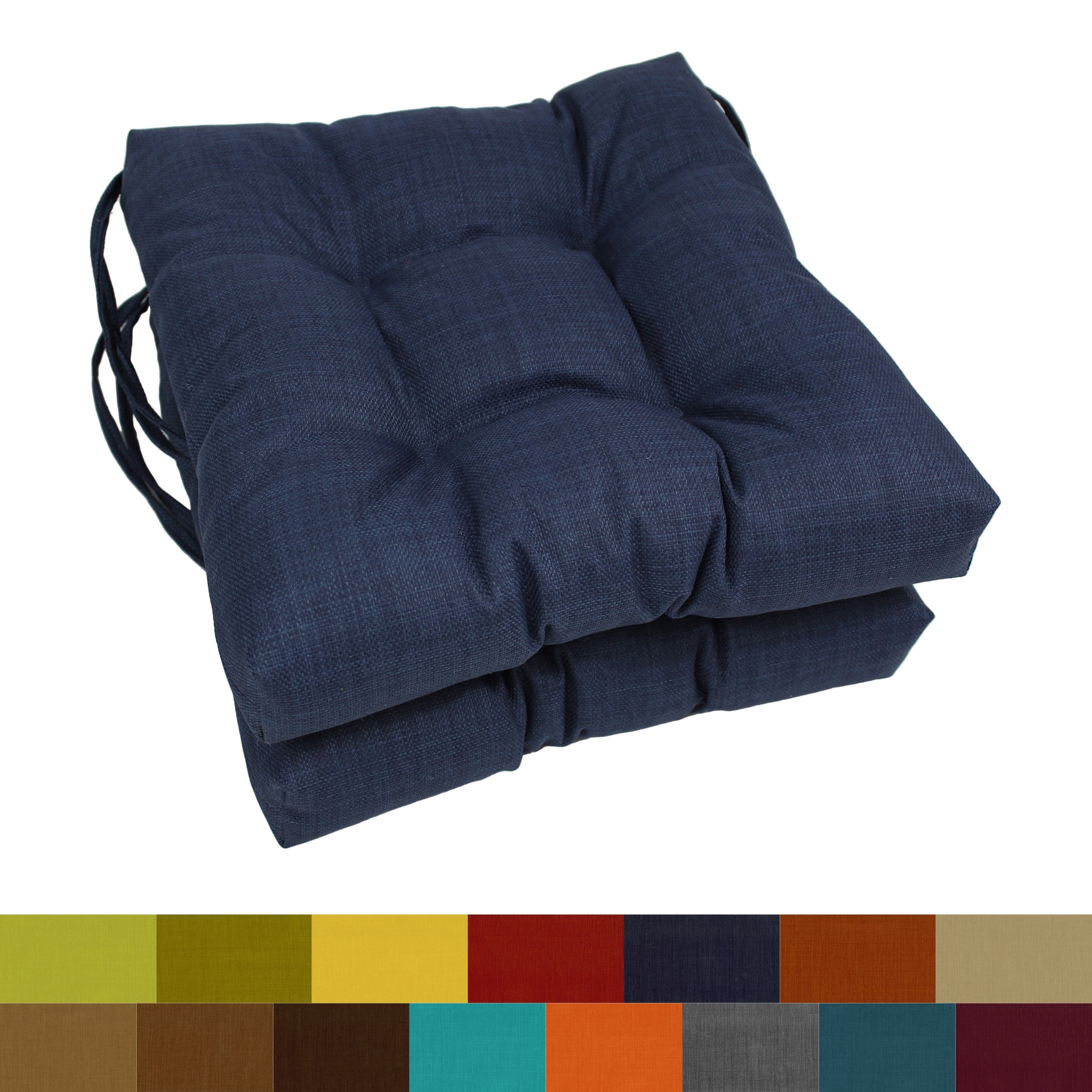 Blazing Needles 16-inch Spun Polyester Solid Outdoor Square Tufted Chair Cushion