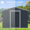 thumbnail image 4 of JULY'S SONG 8x10FT Outdoor Storage Shed, Metal Shed with Sliding Door for Backyard, Patio, Heavy-Duty Steel Storage Sheds with Lockable Door for Outside, Black, 4 of 10