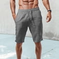 thumbnail image 3 of Huanglei Men's Casual Shorts ,Casual Summer Shorts Linen Blend Elastic Waist With Pockets Loose Fit (Gray ,XX-Large), 3 of 5