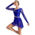 thumbnail image 3 of HULIJA Figure Skating Dress for Women Sheer Mesh Asymmetrical Skirt Leotard Lyrical Dance Dress Blue XXL, 3 of 7