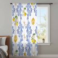 thumbnail image 4 of Summer Lemon Sheer Curtains 54 Inches Long, Navy Blue Spring Floral Botanical Light Filering Curtains, Breathable Simi Curtain Privacy Drapes for Kitchen Bathroom Nursery Small Window Treatment, 4 of 9