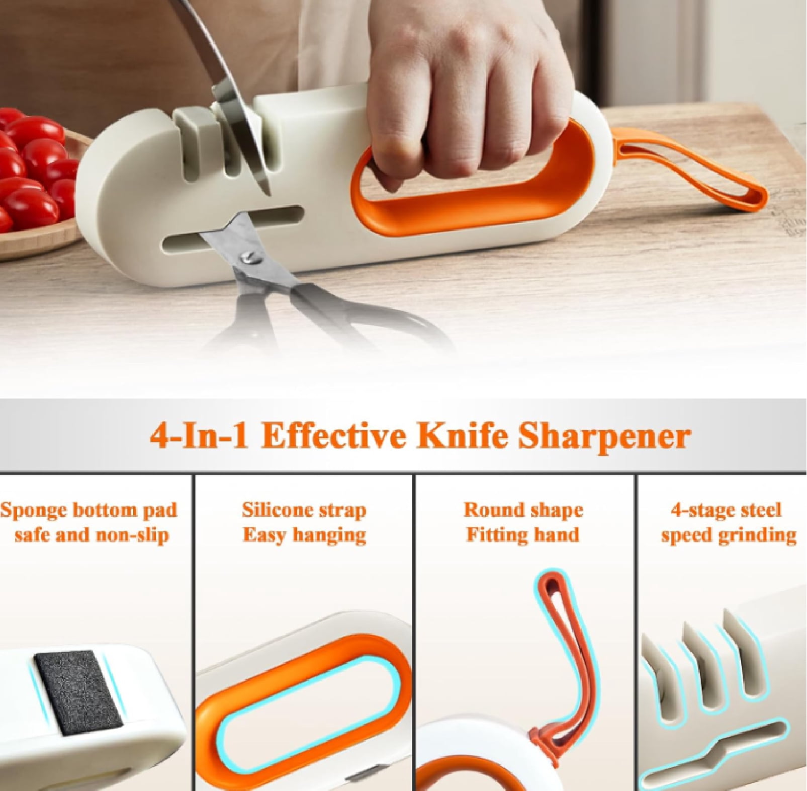VEBRSUDEX Knife sharpeners, Advanced Sharpener, Suspended Four in One Kitchen Scissors Sharpener