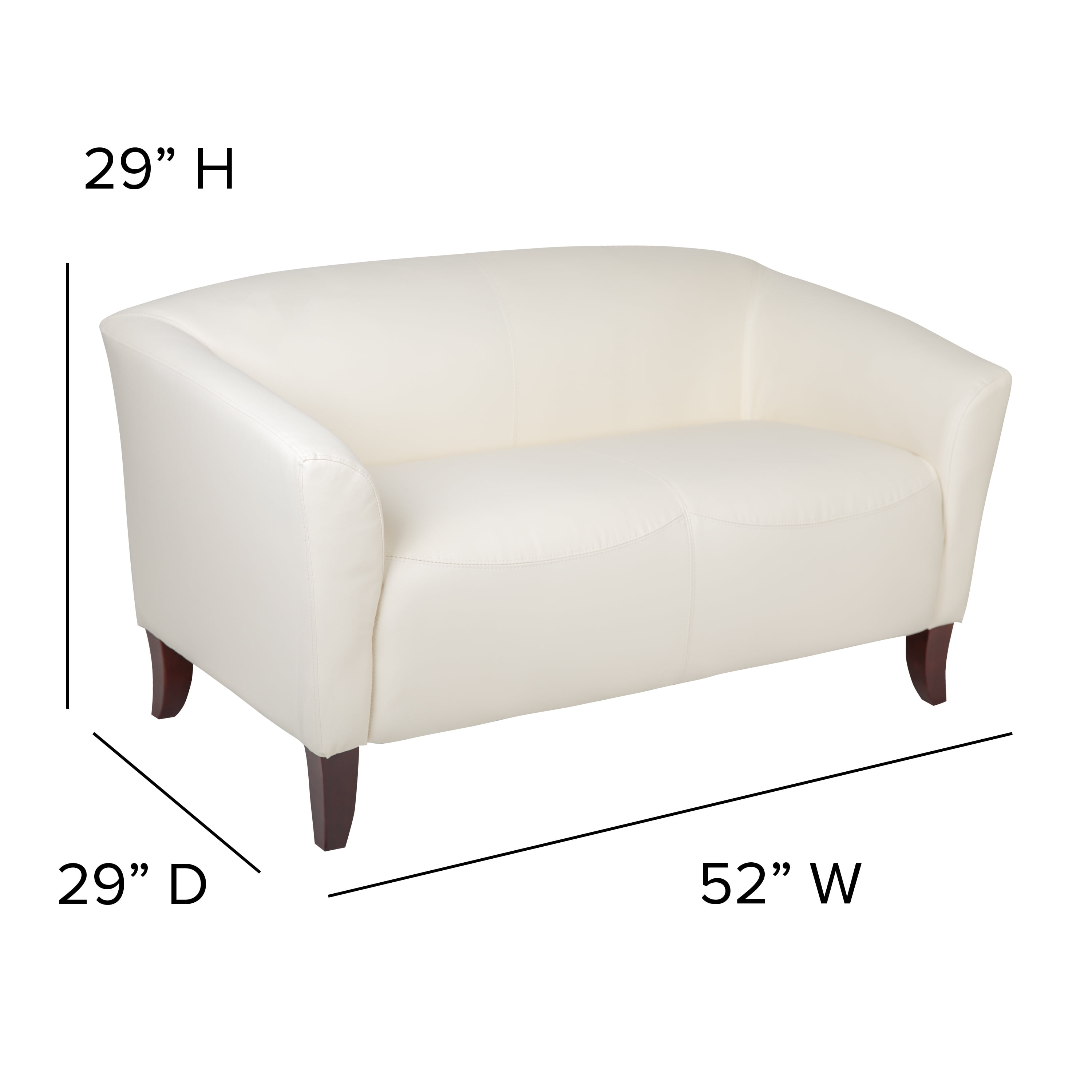 Emma + Oliver Ivory LeatherSoft Loveseat with Cherry Wood Feet