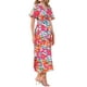 thumbnail image 4 of INSPIRAR CHIC Vestido Maxi Tropical Impreso de Manga Corta con Cuello en V y Abertura Floral S Blanco Rosa, 4 of 6