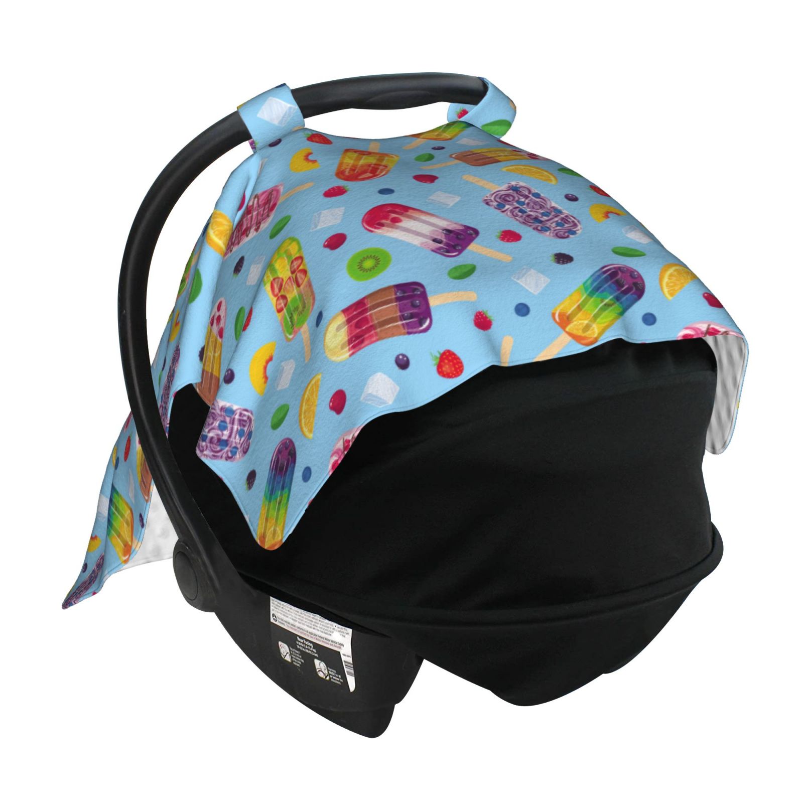 Car Seat Cover Baby - Cool Summer Ice Cream Print Breathable Infant Car Seat Cover for Baby Carseat, Lightweight Comfort Baby Essentials Must Haves Newborn Stuff for Girl Boy