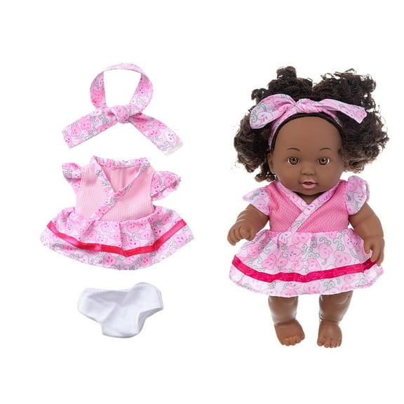 Uutvery Doll Clothes, Pink Cotton Outfit, Reborn Doll Costume for 8In Doll, Elastic Design Christmas Holiday Gift