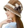 thumbnail image 2 of EQWLJWE Fashion Women Lady Winter Warm Crochet Knitted Flowers Decorated Ears Hat KH Plush Hat Holiday Clearance, 2 of 2