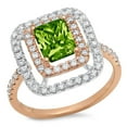 thumbnail image 2 of 2.62 ct Emerald Cut Natural Peridot Halo Engagement Ring for Women in 18K Rose/White Gold, 2 of 2