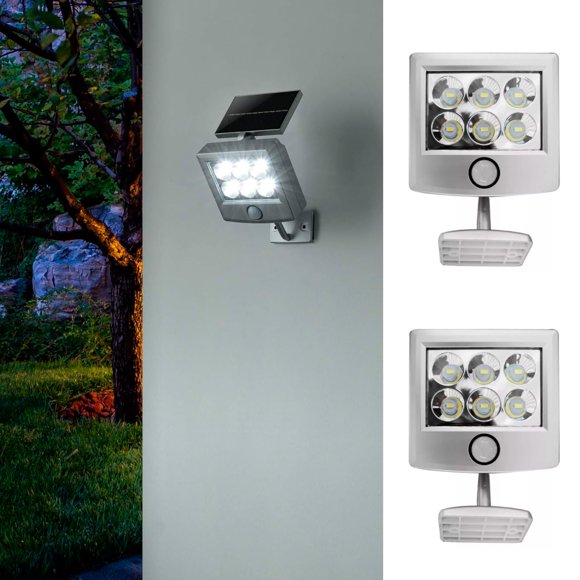 Newpowa Solar Lights, 6 Large LED Wall Solar Light Outdoor Security Lighting Nightlight with Motion Sensor Detector for Garden Back Door Step Stair Fence Deck Yard Driveway 2PCS
