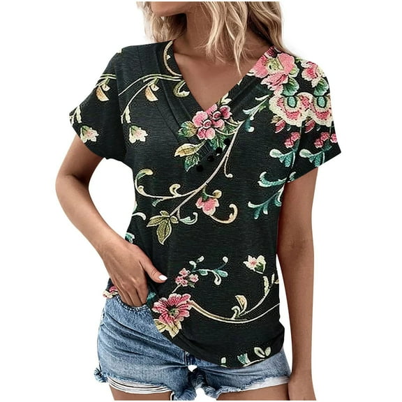 Womens V Neck Tops Dressy Casual Sexy Plus Size Shirts for Women 4X Summer Tees for Women 2025 Vacation