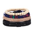 thumbnail image 6 of AYYUFE 4Pcs/Set Vintage Men Mixed Style Braided Faux Leather Beaded Bracelet Bangle Faux Leather, Beads Brown, 6 of 7