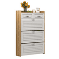 thumbnail image 4 of Tcbosik Shoe Cabinet with 2 Drawers and 3 Doors, Narrow Shoe Storage Organizer for Entryway Hallway Corridor, Brown, 4 of 11