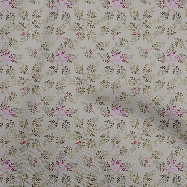 oneOone Rayon Gray Fabric Leaves Craft Projects Decor Fabric Printed By The Yard 56 Inch Wide