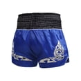 thumbnail image 2 of TiaoBug Kids Boys Muay Thai Shorts Kick Shorts Fight Kickboxing Shorts Fitness Training Sportwear B Blue 13-14, 2 of 5