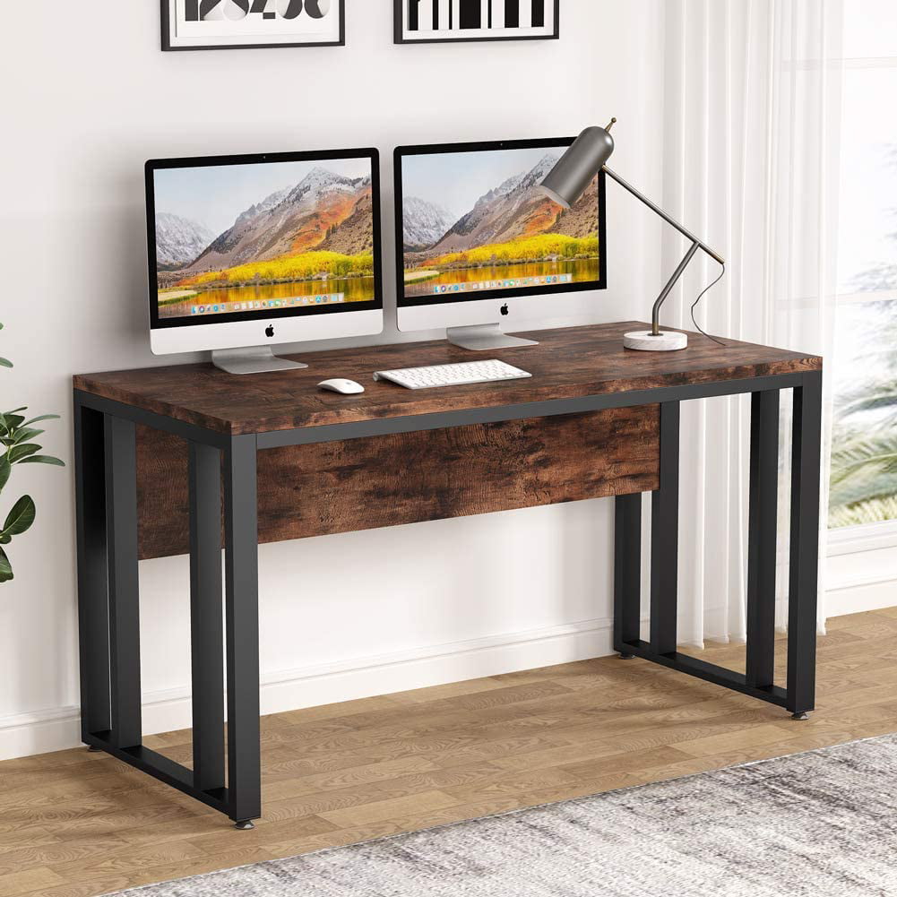 Tribesigns Computer Desk 55 inch Large Office Desk Computer Table Study Writing Desk Workstation for Home Office Rustic Brown