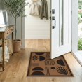 thumbnail image 2 of ODIKA 2'x3' Washable Throw Rug Non-Slip, Low Profile, Flatwoven, Easy Care Brown Earthy Geometric and Botanical Design Elegant Shapes with Natural Leaf Motifs for Hallway, Study Room, 2 of 7