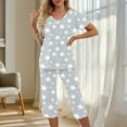 thumbnail image 2 of snilers Womens Lounge Set Short Sleeve V Neck T Shirts and Capri Pants 2 Piece Pajama Set Fashion Casual Sleepwear Matching Pjs Set, 2 of 6
