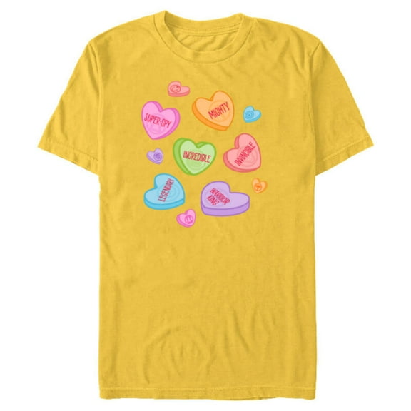 Marvel Avengers Candy Hearts Valentine's Day - Short Sleeve Blended T-Shirt for Adults - Customized-Yellow