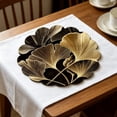 thumbnail image 6 of Black Gold Ginkgo Pattern Reusable Table Placemat, Stain Resistant Easy-Clean Textile, Delicate Metallic Leaf Detail, Elegant Table Ornament for Daily Home Dining & Upscale Kitchen Table Layout, 6 of 7