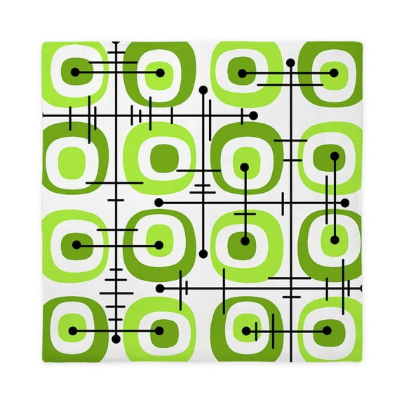 CafePress - MCM Abstract Pattern Chartreuse - Queen Duvet