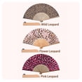 thumbnail image 5 of 1pc Hand Fan Wild Leopard Foldable 23cm 9inch Bamboo Rid  Fan with Slender Cotton Pouch, 5 of 7