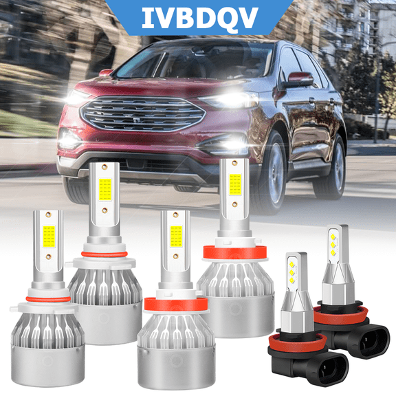 For Ford Edge 2007-2010 LED Headlight Bulbs 9005 High & H11 Low Beam   H11 Fog Light Kits 6Pcs