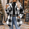 thumbnail image 6 of Dnhxils Womens Fleece Jackets Casual Mock Neck Plaid Jacket with Pockets Button Up Long Sleeve Outerwear for Womens Winter Fashion Black L, 6 of 9