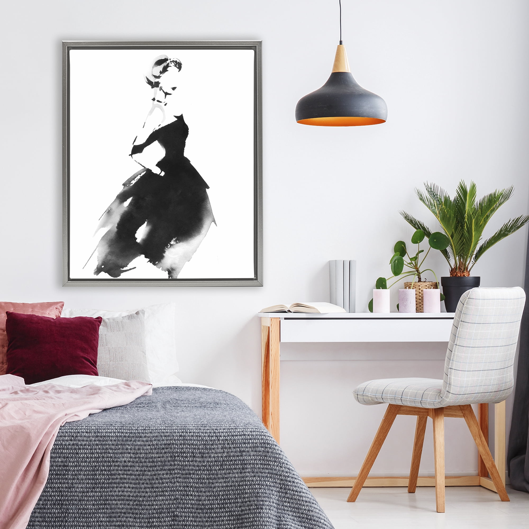 Stupell Industries Shadow Waltz Silhouette Gray Framed Floater Canvas Wall Art, design by Svetlana Aleynikova