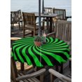 thumbnail image 2 of Outdoor Tablecloth with Umbrella Hole for Patio/Picnic/Party/Camping, Green Black Waterproof Table Cloth Round Cover Washable, Farmhouse Striped Spiral Vortex Abstract (Dia 60"), 2 of 9