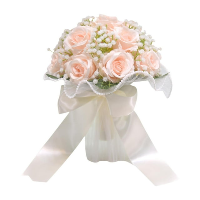 Ramo de novia para novia con flores artificiales de rosas y gypsophila.