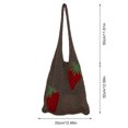 thumbnail image 3 of Bolso informal para mujer, bolso tejido con patrón de fresa estético para mujer y niña, 3 of 6