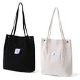 thumbnail image 1 of Bolso de lona Bolso de pana para mujer Cartera bandolera de lona, bolsillo interior Negro+beige, 1 of 5