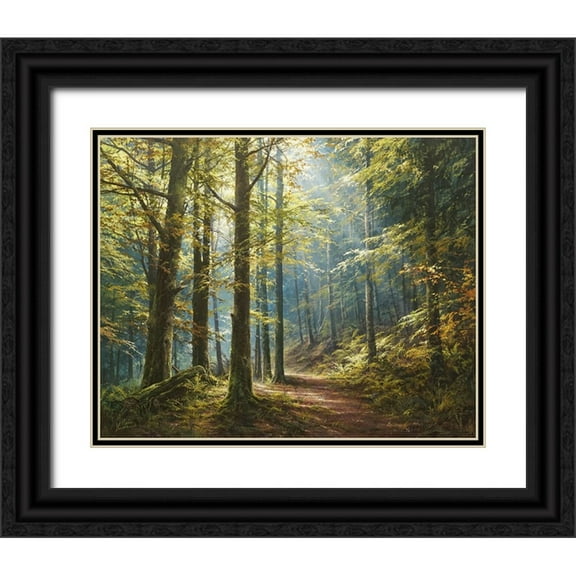 Yushkevich, Viktor 14x12 Black Ornate Wood Framed with Double Matting Museum Art Print Titled - A Walk in the Morning Forest