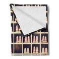 thumbnail image 2 of Bowling Party Soft Flannel Fleece Throw Blanket, Arrangement of Bowling Shoes in Their Rack Vintage Style Print, Cozy Plush for Indoor and Outdoor Use, 70" x 90", Pale Yellow Red Black, by Ambesonne, 2 of 5